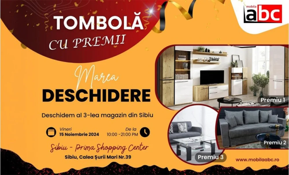Marea Deschidere a Showroom-ului Mobila ABC în Sibiu – 15 Noiembrie 2024!