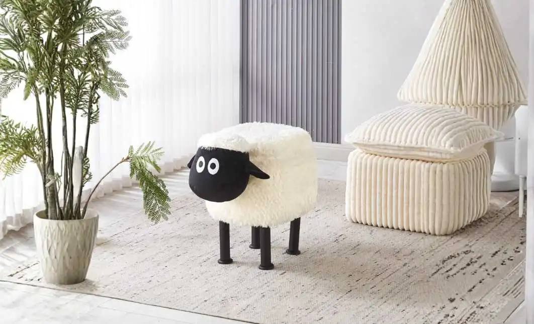 Taburet Oita KJP7030, Alb cu Negru
