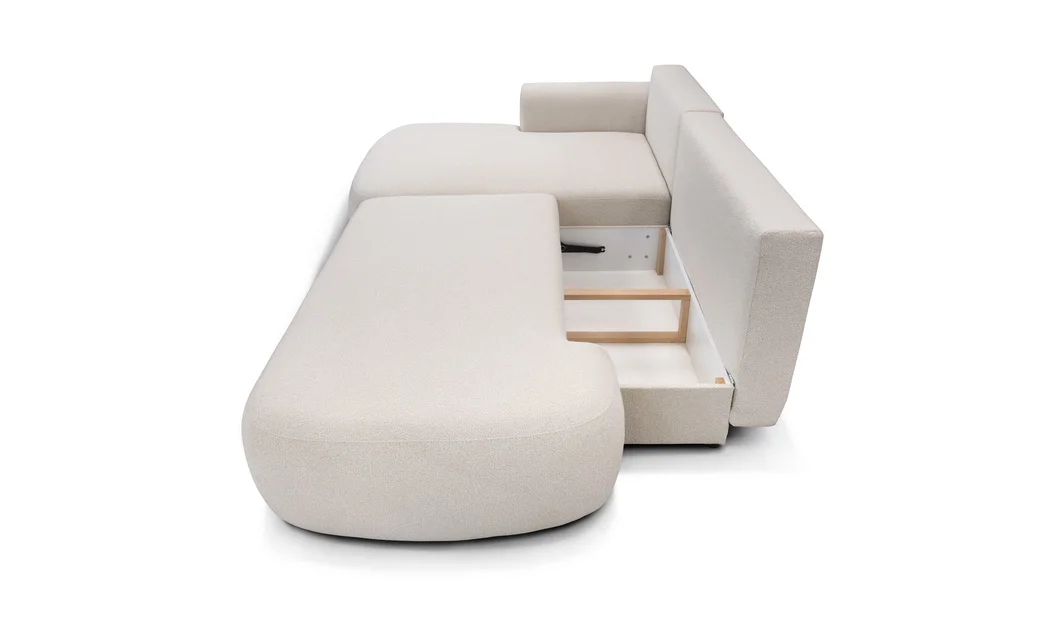 Colțar Extensibil Ariola, Cu Ladă Depozitare, Stofă Premium Loop 2 Cream 3