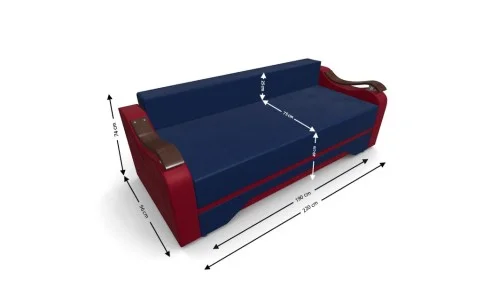 Canapea Extensibila Sally Mini, Albastru/Rosu