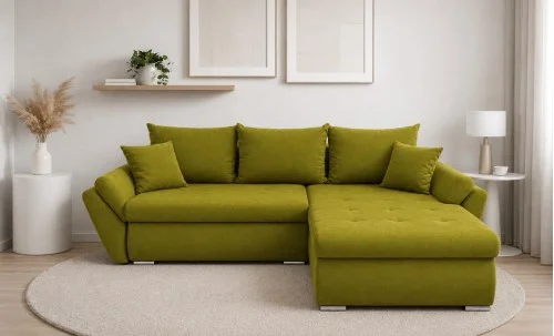 Colțar Extensibil Confort cu Spumă HR, Verde Olive