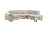 Colțar Extensibil Cremona KF7629 cu Ladă Depozitare, Șezlong Dreapta, Bej 2