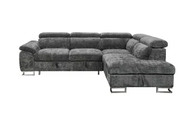 Colțar Extensibil Cremona KF7629 cu Ladă Depozitare, Șezlong Dreapta, Gri