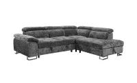 Colțar Extensibil Cremona KF7629 cu Ladă Depozitare, Șezlong Dreapta, Gri 2