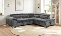 Colțar Extensibil Cremona KF7629 cu Ladă Depozitare, Șezlong Dreapta, Gri