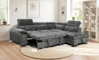 Colțar Extensibil Cremona KF7629 cu Ladă Depozitare, Șezlong Dreapta, Gri 5