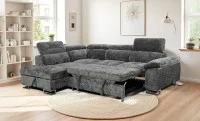 Colțar Extensibil Cremona KF7629 cu Ladă Depozitare, Șezlong Stânga, Gri 5