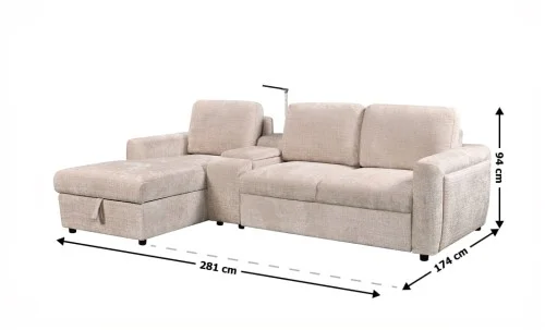 Colțar Extensibil Cremona KF7864-02, Bej Stânga