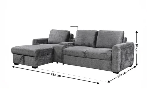 Colțar Extensibil Cremona KF7864-95, Gri Stânga