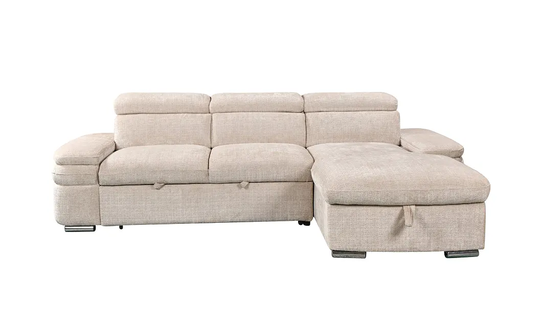Colțar Extensibil Cremona KF7868 cu 2 Spații Depozitare, Șezlong Dreapta, Bej 1