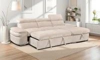 Colțar Extensibil Cremona KF7868 cu 2 Spații Depozitare, Șezlong Dreapta, Bej 5