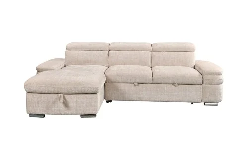 Colțar Extensibil Cremona KF7868 cu 2 Spații Depozitare, Șezlong Stânga, Bej