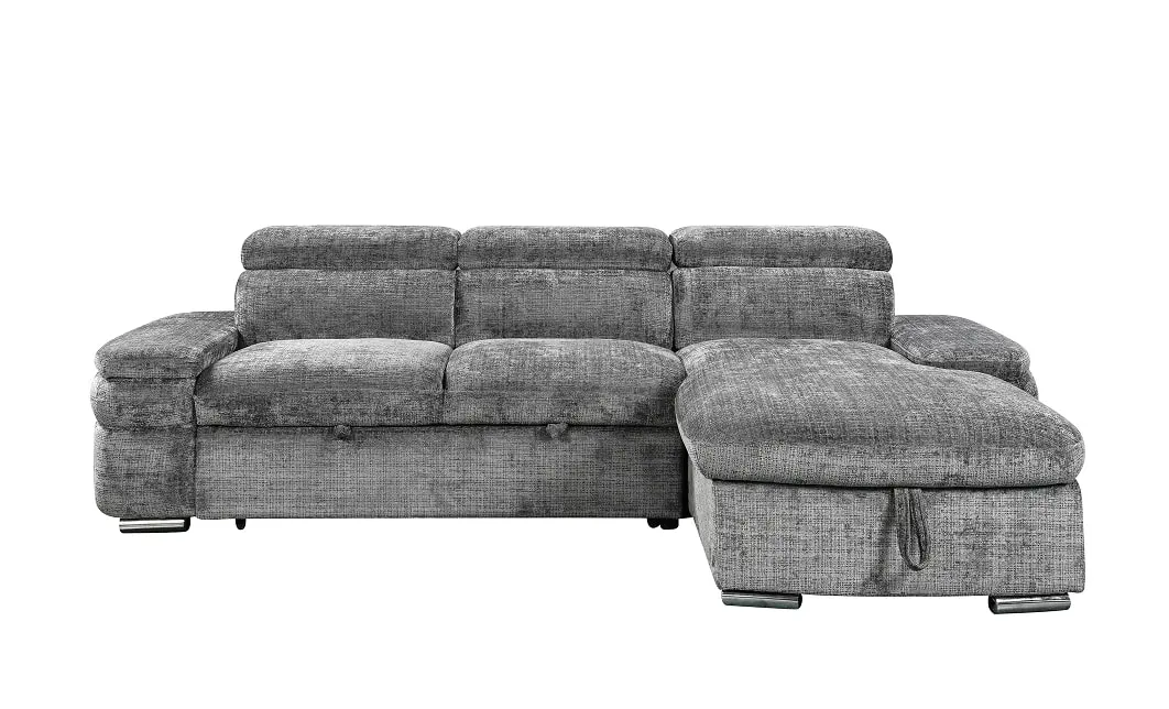 Colțar Extensibil Cremona KF7868 cu 2 Spații Depozitare, Șezlong Dreapta, Gri 1