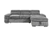 Colțar Extensibil Cremona KF7868 cu 2 Spații Depozitare, Șezlong Dreapta, Gri 1