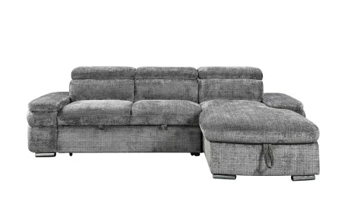 Colțar Extensibil Cremona KF7868 cu 2 Spații Depozitare, Șezlong Dreapta, Gri