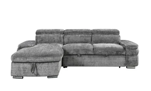 Colțar Extensibil Cremona KF7868 cu 2 Spații Depozitare, Șezlong Stânga, Gri