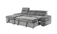 Colțar Extensibil Cremona KF7868 cu 2 Spații Depozitare, Șezlong Stânga, Gri 4