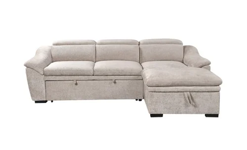 Colțar Extensibil Harmony KF7489 cu Ladă Depozitare, Șezlong Dreapta, Gri Deschis