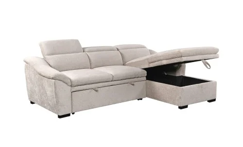 Colțar Extensibil Harmony KF7489 cu Ladă Depozitare, Șezlong Dreapta, Gri Deschis