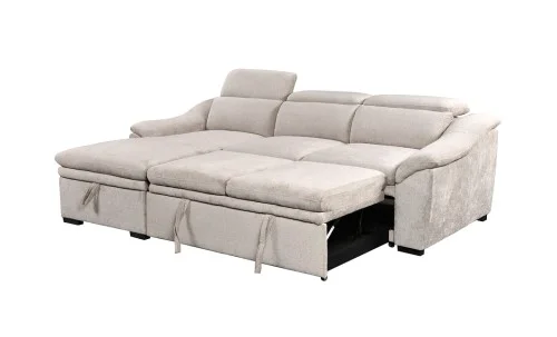 Colțar Extensibil Harmony KF7489 cu Ladă Depozitare, Șezlong Stânga, Gri Deschis