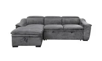 Colțar Extensibil Harmony KF7489 cu Ladă Depozitare, Șezlong Stânga, Gri Închis 1