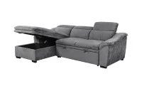 Colțar Extensibil Harmony KF7489 cu Ladă Depozitare, Șezlong Stânga, Gri Închis 4