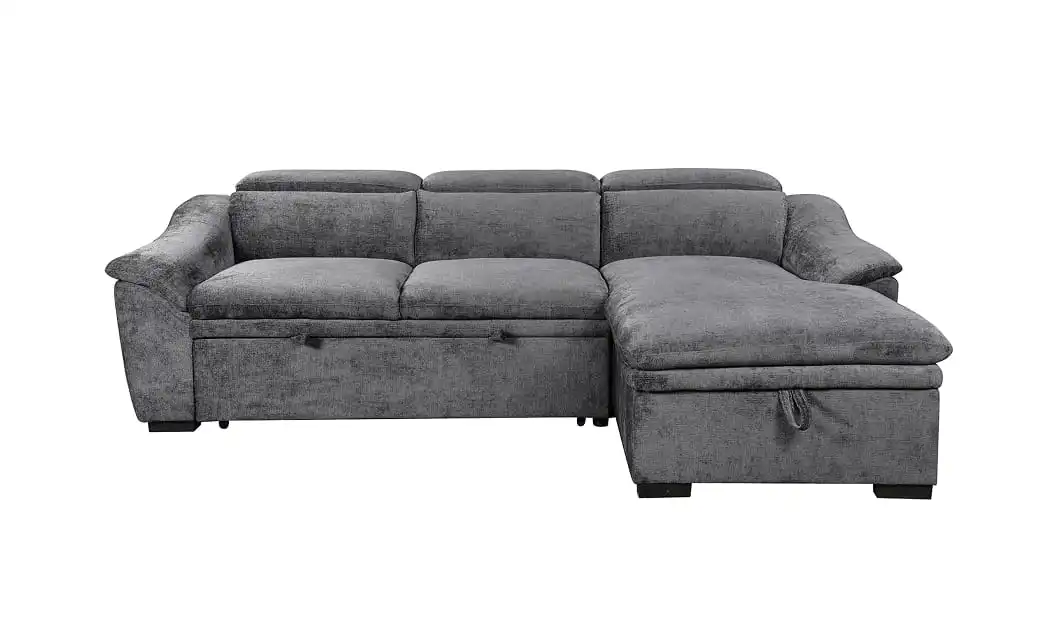 Colțar Extensibil Harmony KF7489 cu Ladă Depozitare, Șezlong Dreapta, Gri Închis 3