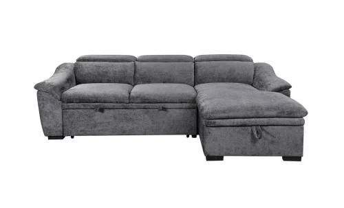 Colțar Extensibil Harmony KF7489 cu Ladă Depozitare, Șezlong Dreapta, Gri Închis