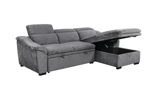 Colțar Extensibil Harmony KF7489 cu Ladă Depozitare, Șezlong Dreapta, Gri Închis