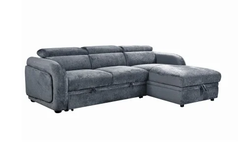 Colțar Extensibil Harmony KF7908 cu Ladă Depozitare, Șezlong Dreapta, Gri Închis