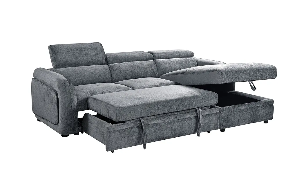 Colțar Extensibil Harmony KF7908 cu Ladă Depozitare, Șezlong Dreapta, Gri Închis 4