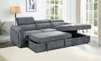 Colțar Extensibil Harmony KF7908 cu Ladă Depozitare, Șezlong Dreapta, Gri Închis 5