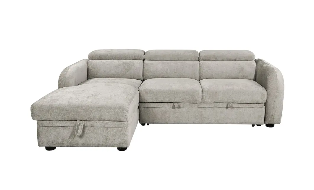 Colțar Extensibil Harmony KF7908 cu Ladă Depozitare, Șezlong Stânga, Gri Deschis 1