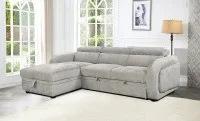 Colțar Extensibil Harmony KF7908 cu Ladă Depozitare, Șezlong Stânga, Gri Deschis