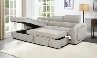 Colțar Extensibil Harmony KF7908 cu Ladă Depozitare, Șezlong Stânga, Gri Deschis 5