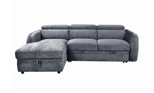Colțar Extensibil Harmony KF7908 cu Ladă Depozitare, Șezlong Stânga, Gri Închis