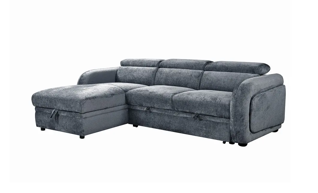 Colțar Extensibil Harmony KF7908 cu Ladă Depozitare, Șezlong Stânga, Gri Închis 2