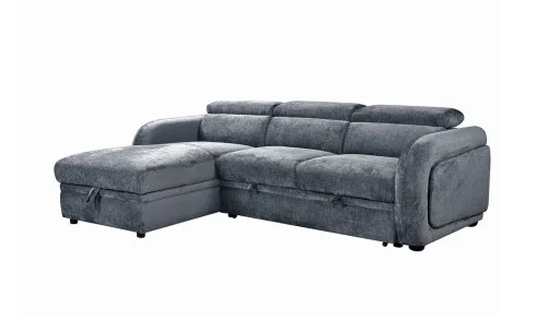 Colțar Extensibil Harmony KF7908 cu Ladă Depozitare, Șezlong Stânga, Gri Închis