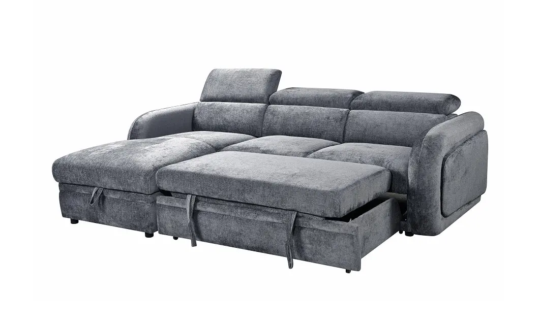 Colțar Extensibil Harmony KF7908 cu Ladă Depozitare, Șezlong Stânga, Gri Închis 3