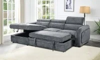 Colțar Extensibil Harmony KF7908 cu Ladă Depozitare, Șezlong Stânga, Gri Închis 5