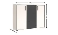 Comodă Prime KOM2D1W cu 2 Uși, Cashmir / Negru 1