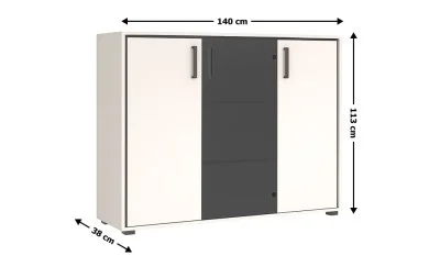 Comodă Prime KOM2D1W cu 2 Uși, Cashmir / Negru