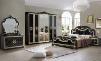 Dormitor Clasic Paloma Nero Gold cu Dulap 6 Uși