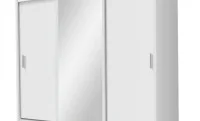 Dulap Monako Usi Glisante Alb cu Oglinda 250 cm