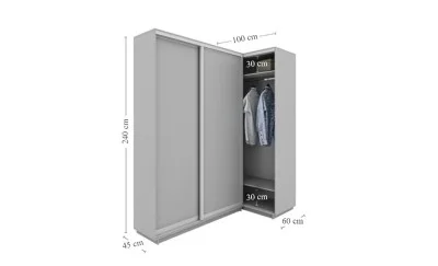 Dulap de Colt Personalizat cu Oglindă, 100 x 240 x 60