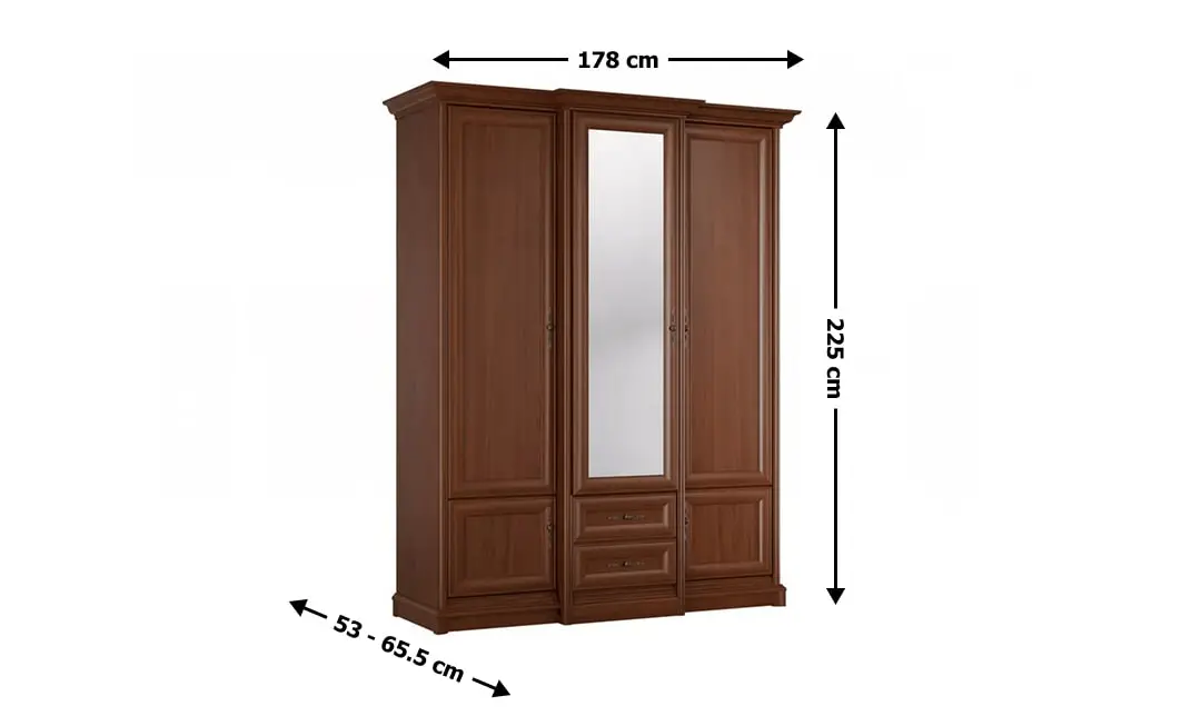 Dulap Dormitor Sonata 3D2S cu 2 Sertare și 3 Uși, Nuc / Maro 1