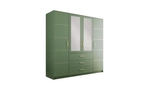 Dulap Bali 2 D4 Verde cu Oglindă și 4 Uși