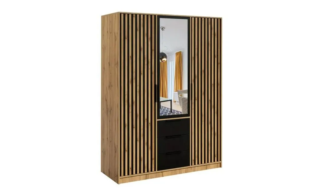 Dulap Bali Lux 3 Usi D3 cu Riflaj si Oglinda