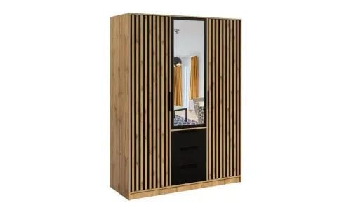 Dulap Bali Lux 3 Usi D3 cu Riflaj si Oglinda