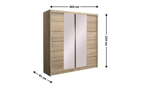 Dulap Lizbona 2 Sonoma 203 Uși Glisante cu Oglindă